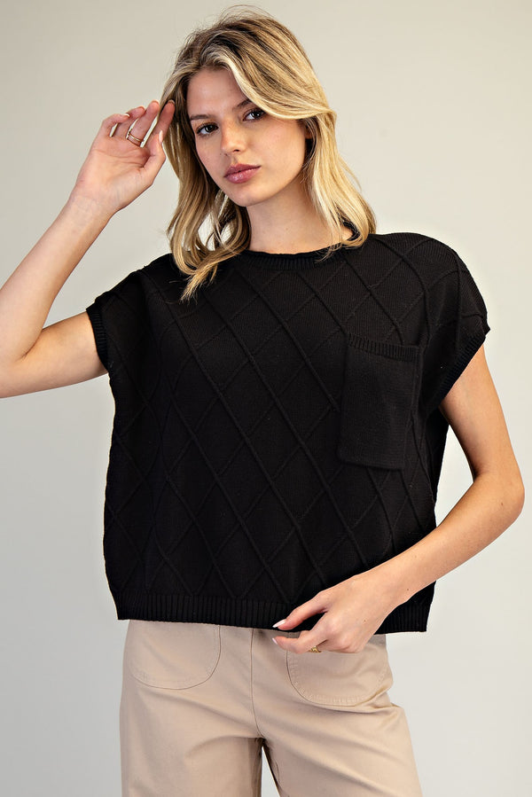 Always The One Diamond Knit Pocket Sweater