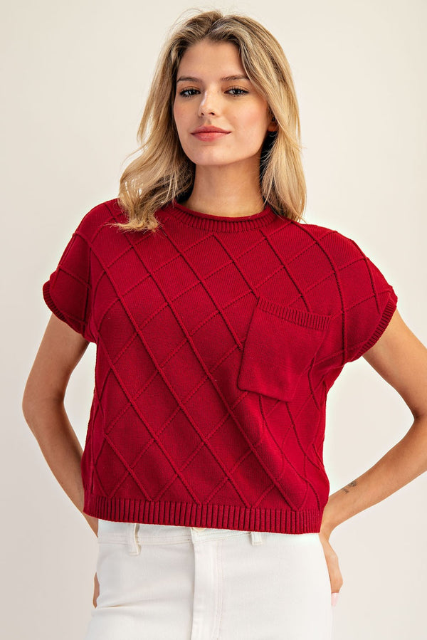 Always The One Diamond Knit Pocket Sweater