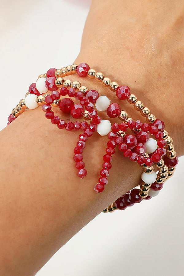 Sports Team Colored Bow Beaded Bracelets