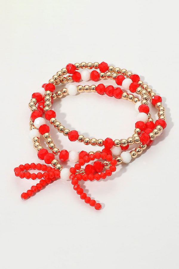 Sports Team Colored Bow Beaded Bracelets