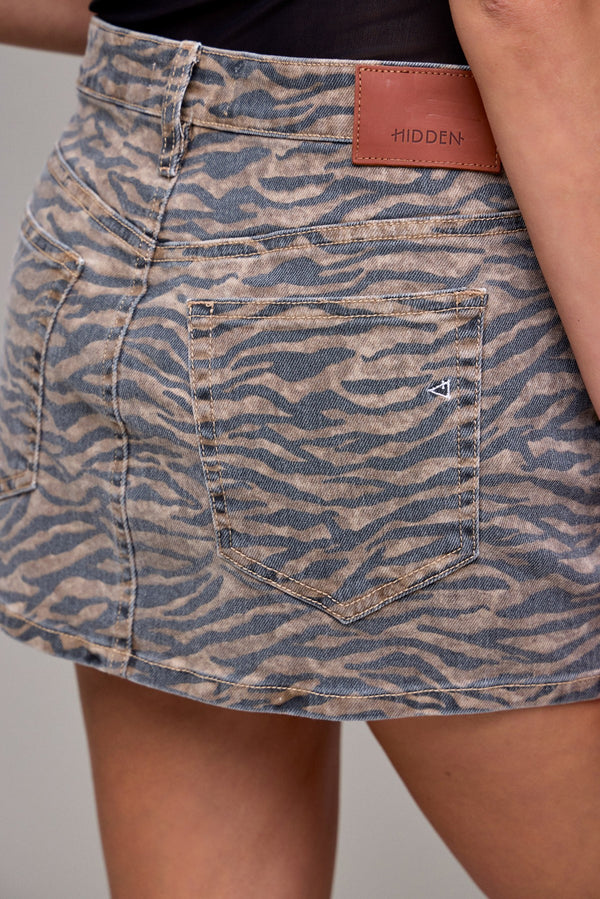 Tiger Print Denim Skirt