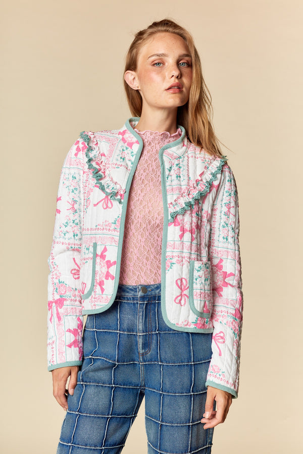 Beauty in Bows | Bow Patchwork Print Quilted Jacket
