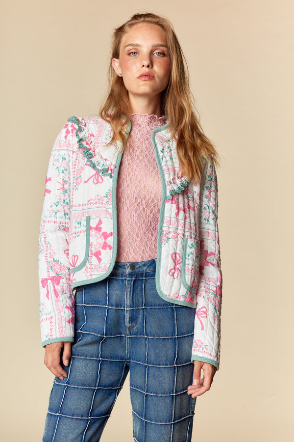 Beauty in Bows | Bow Patchwork Print Quilted Jacket