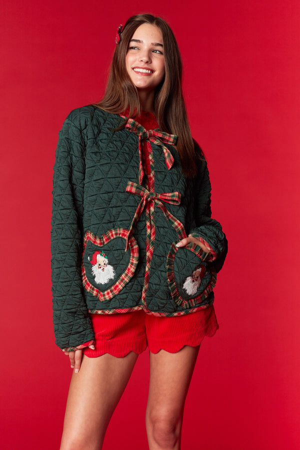 Quilted Santa Heart Jacket | Hunter Green
