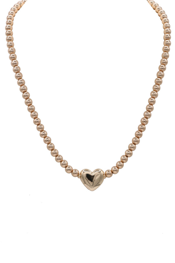 Heart Necklace With Texture Ball Chain