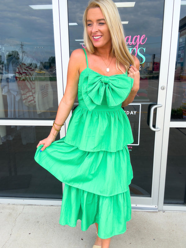 Bow Tiered Midi Dress
