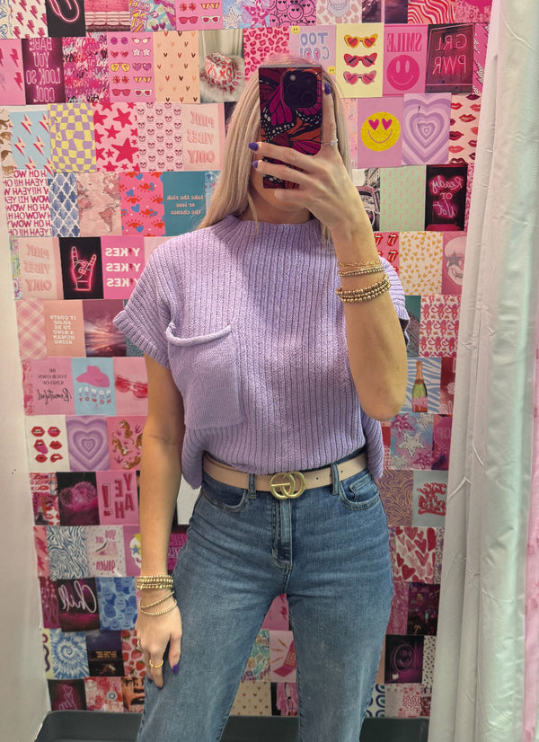 Fall In Love Cropped Sweater Top - Lavender