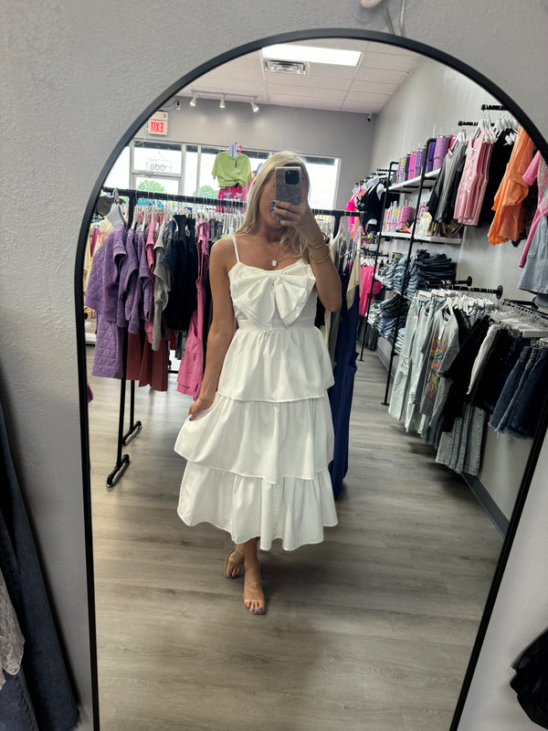 Bow Tiered Midi Dress