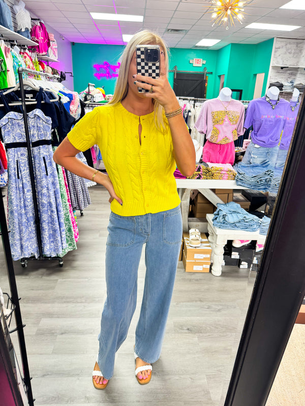 What About It Button Light Wash Denim Pants