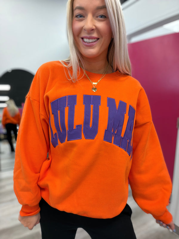 Orange and Purple Lulu Mac Embroidery Sweatshirt