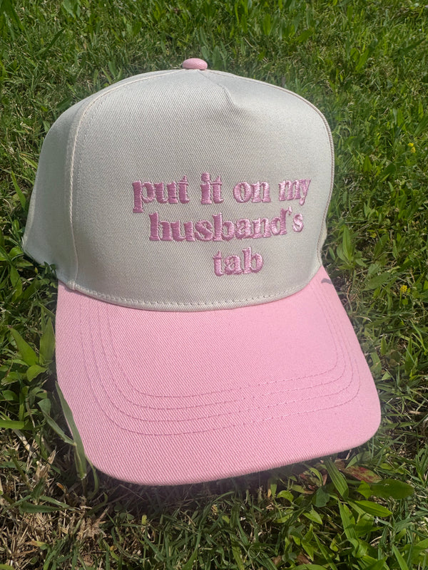 Put it on my husband's tab Embroidery Canvas Cap