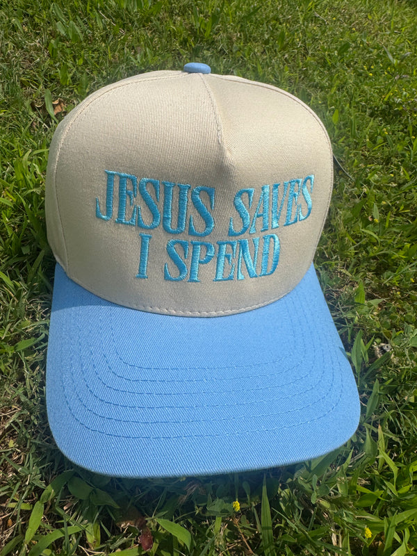 JESUS SAVES I SPEND Embroidery Trucker Hat