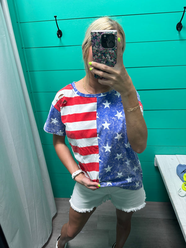 Distressed July 4th Top