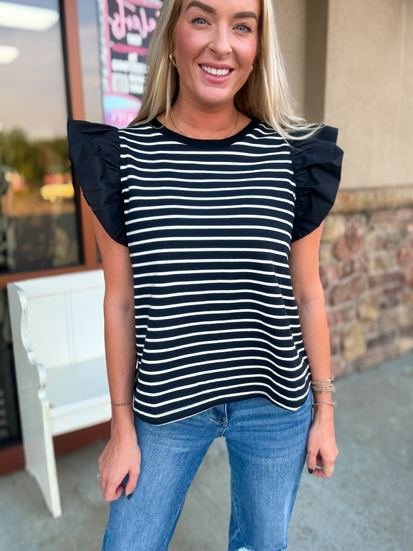 Black and White Stripe Top