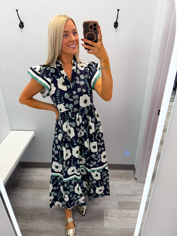 Floral Navy Midi