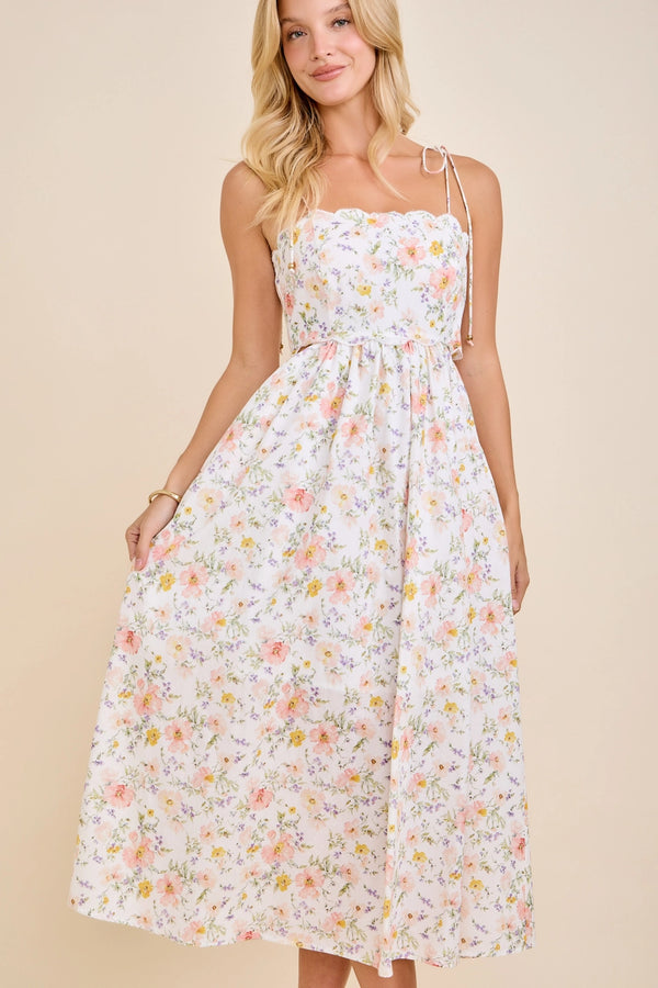You Have Me Scallop Floral Dress