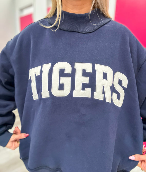 Tigers Navy Mockneck