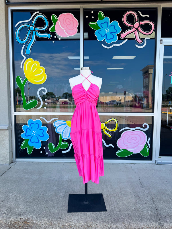 Light Pink Halter Midi Dress