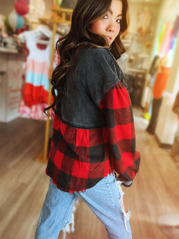 The Layla Buffalo Plaid Corded Shacket