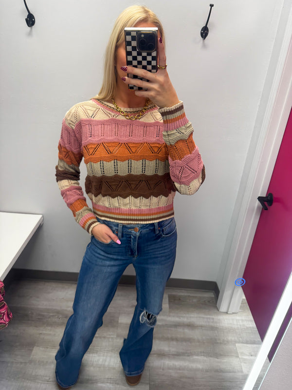 Multi Color Wavy Stripe Sweater