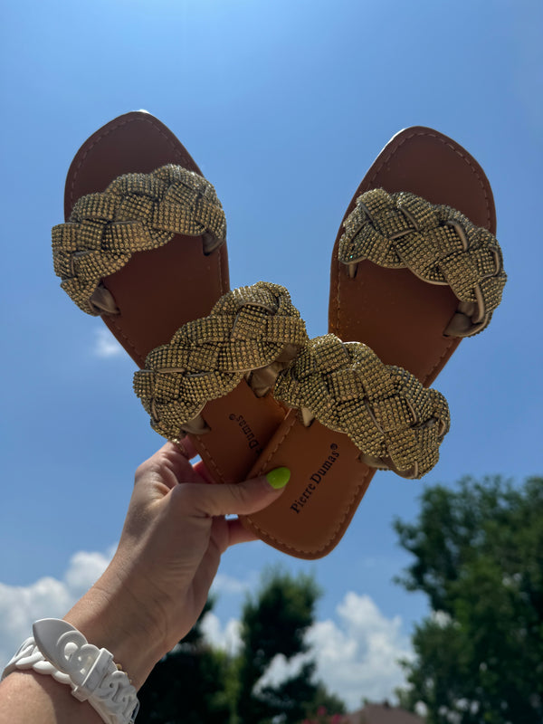 The Chester Sandal Gold Rhinestone