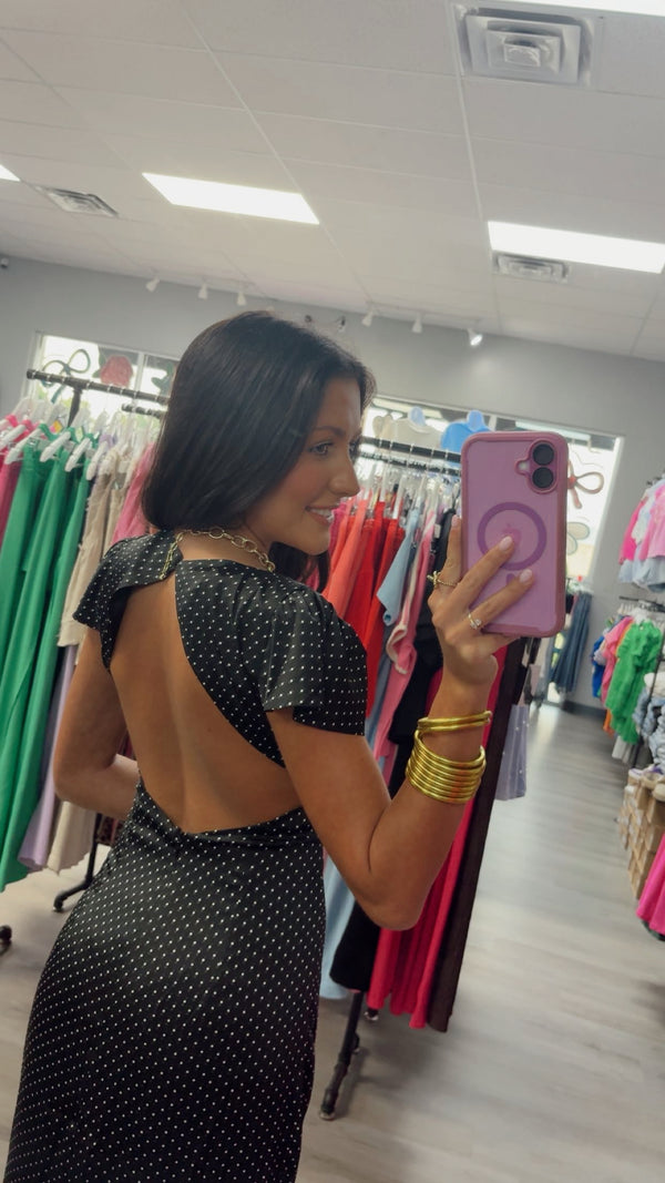 Satin Polka Dot Maxi Dress