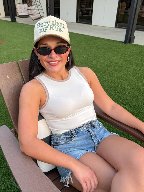 Sorry About My Kids Embroidered Trucker Hat