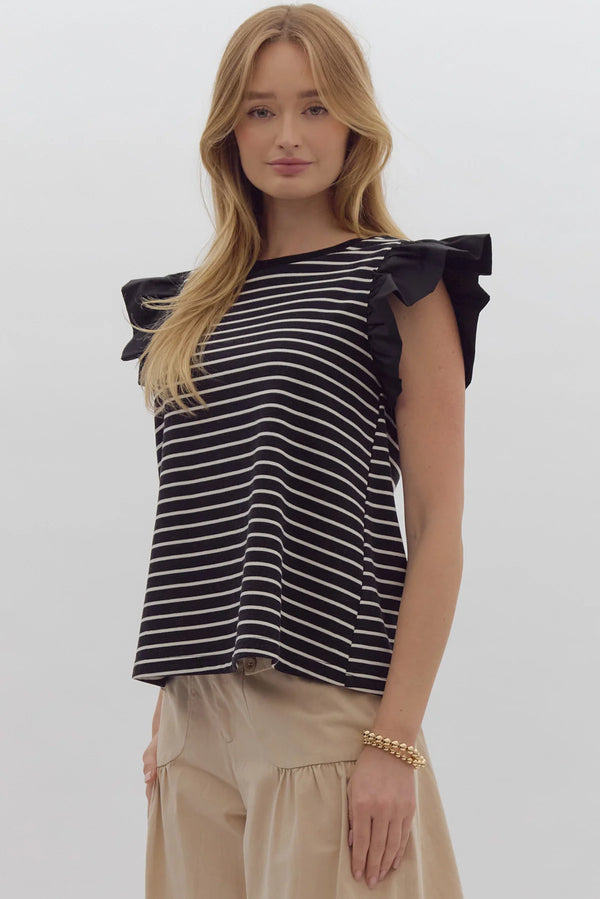 Black and White Stripe Top