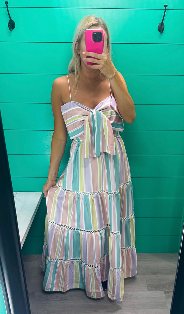 Pastel Stripe Maxi With Bow