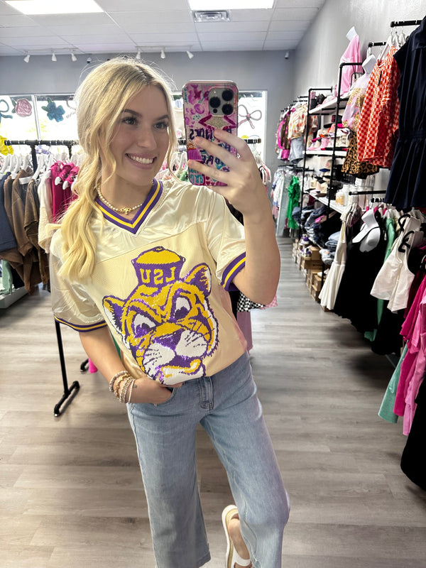 Lsu Vintage Geaux Mike (Licensed) | Sequin Design Jersey