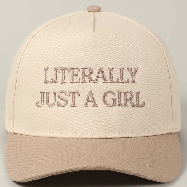 Literally Just A Girl Embroidery Two Tone Trucker Hat