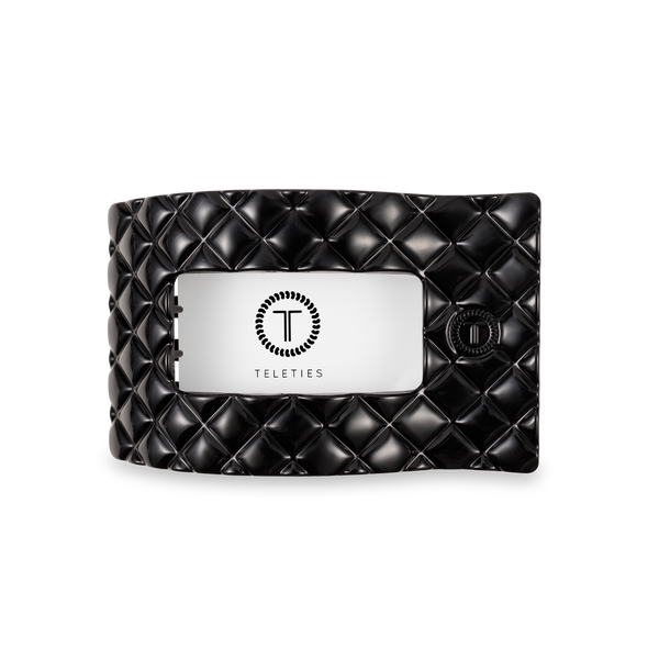 Flat Rectangle Hair Clip | Medium | Jet Black Quilted