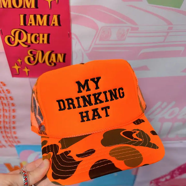 Orange Camo My Drinking Hat Embroidery Hat