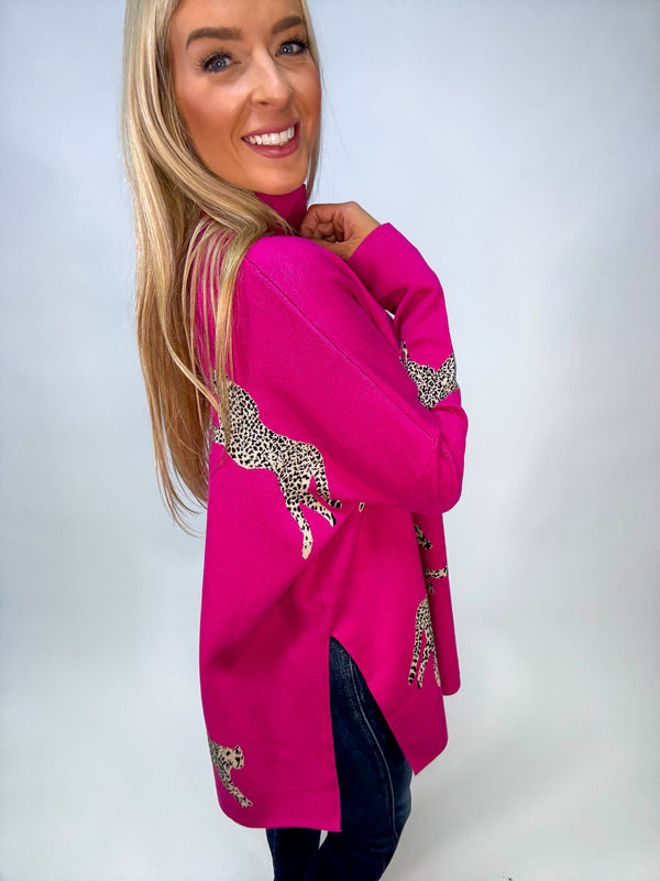 Cheetah Mock Neck Sweater - Various Colors and Plus!