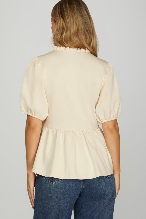 The Timeless Cream Peplum Top