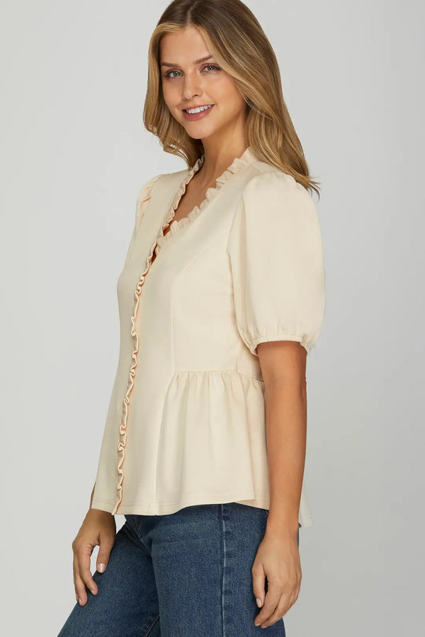 The Timeless Cream Peplum Top