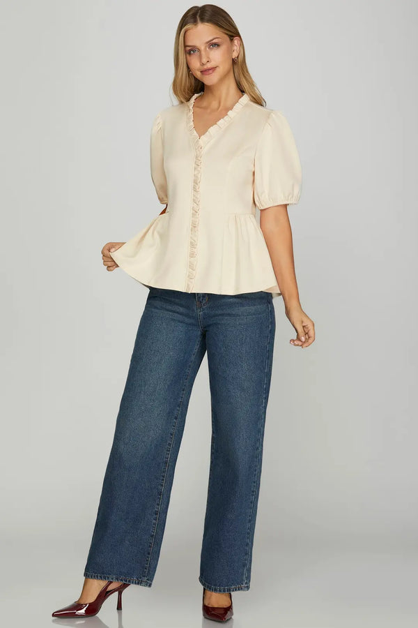 The Timeless Cream Peplum Top