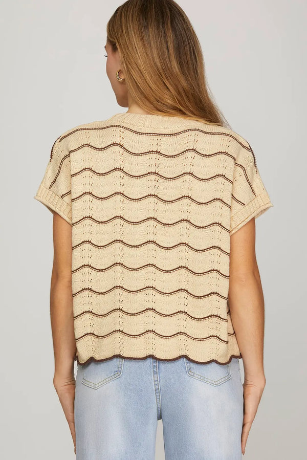 Between The Lines Scallop Sweater