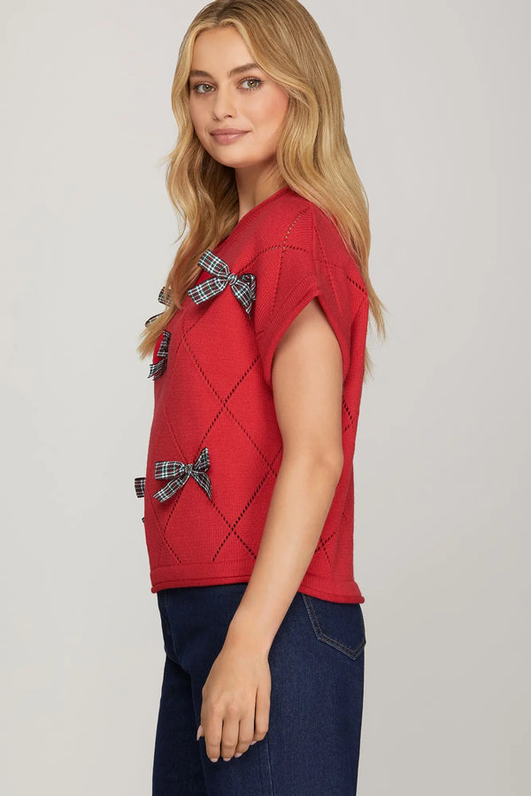 Bow Bliss Plaid Bows Sweater