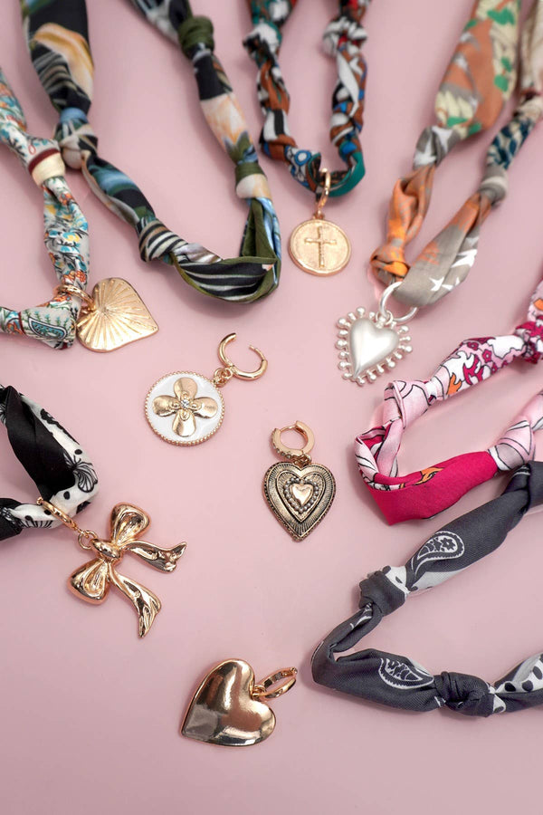 Handcrafted Scarf Interchangeable Charm Necklace |