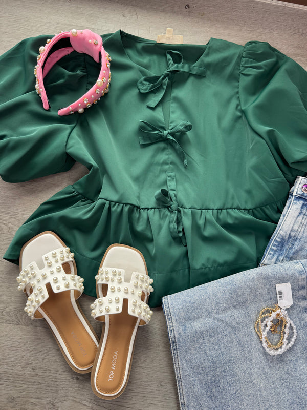 Sweet Thing Bow Peplum Top | Regular and Plus