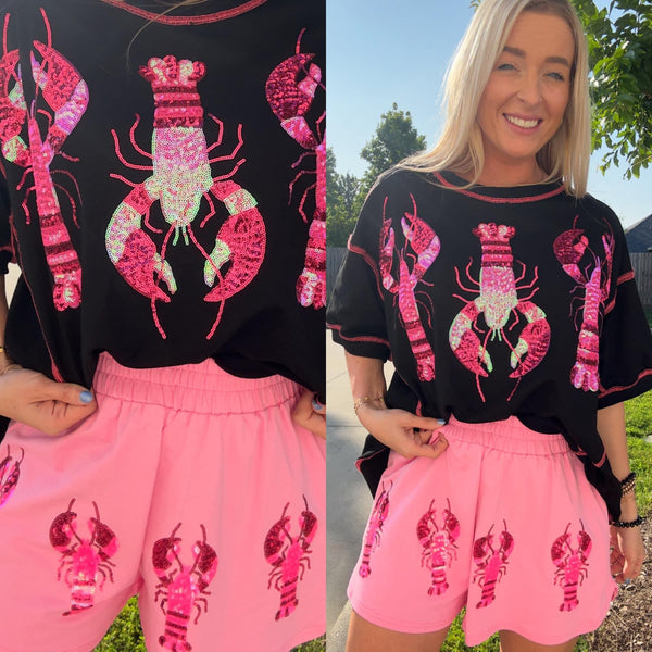 Ready to Boil Crawfish Sequin Top - Black