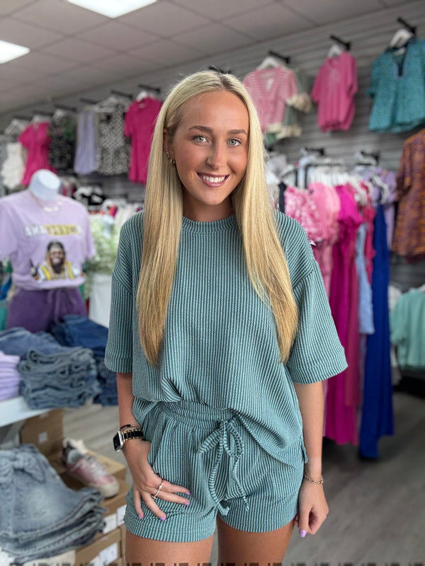 BLACK FRIDAY | Ribbed Short Sleeve Top & Short Set