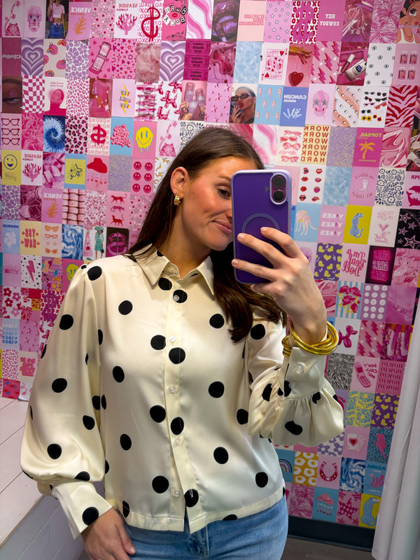 Point Me Out Polka Dot Button Up