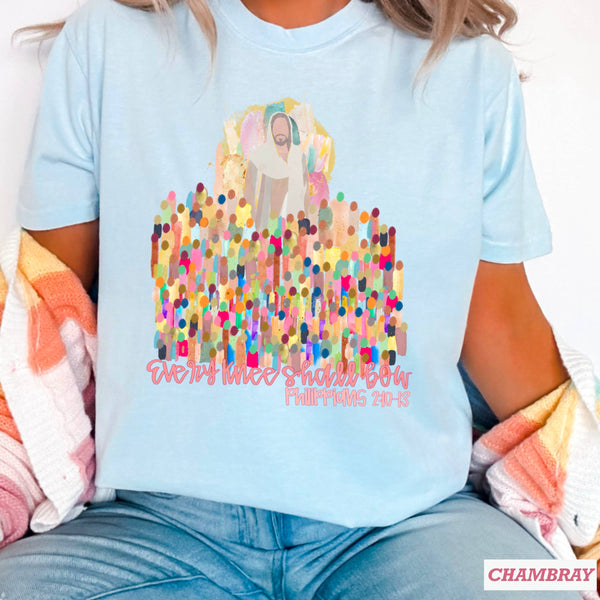 Every Knee Shall Bow Christian Graphic Shirt | Comfort Color