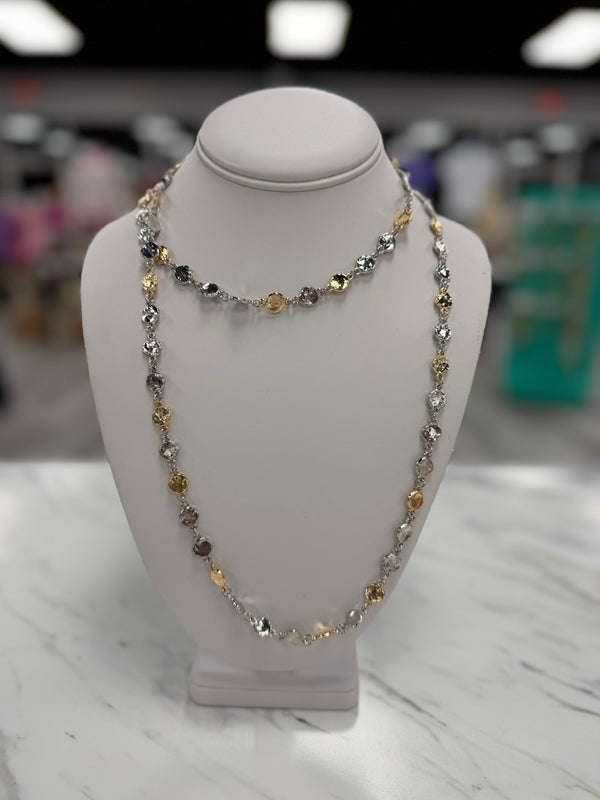 Hammered Disc Long Station Layering Necklace | 2 Options