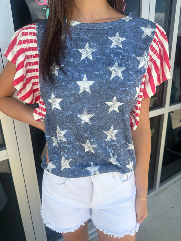 USA Flag Ruffle Top