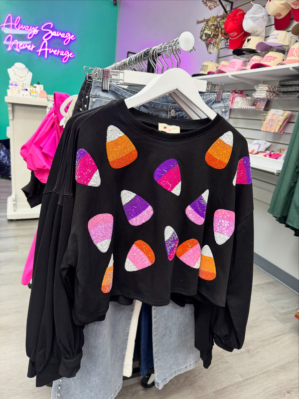 Candy Corn Pullover Black