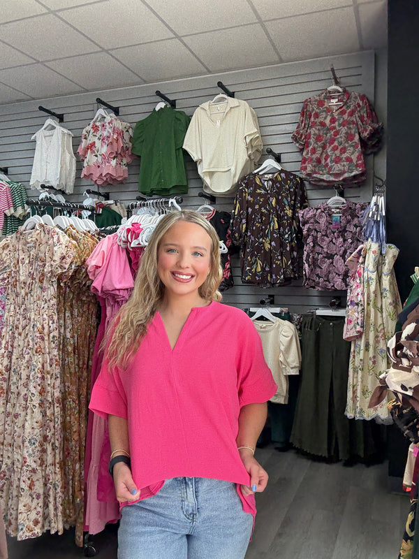 Airflow Split Neck Short Sleeve Top