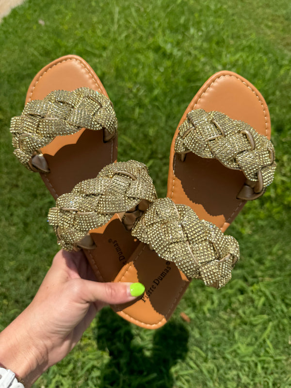 The Chester Sandal Gold Rhinestone